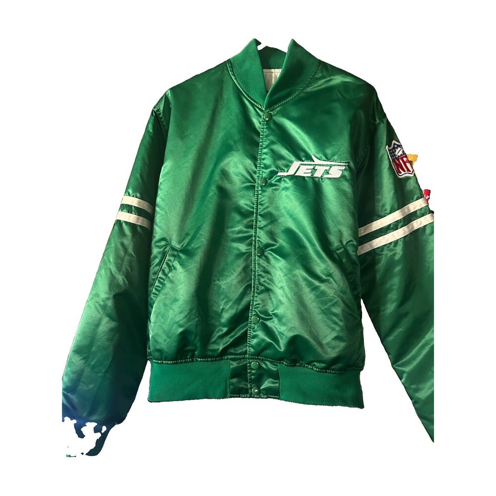 New York Jets Vintage 80s Starter Satin Bomber Jacket - Green - NFL - Size M